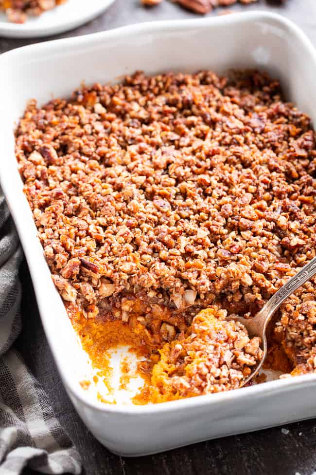 Creamy, Crunchy Paleo Sweet Potato Casserole: Vegan Friendly & Make-Ahead